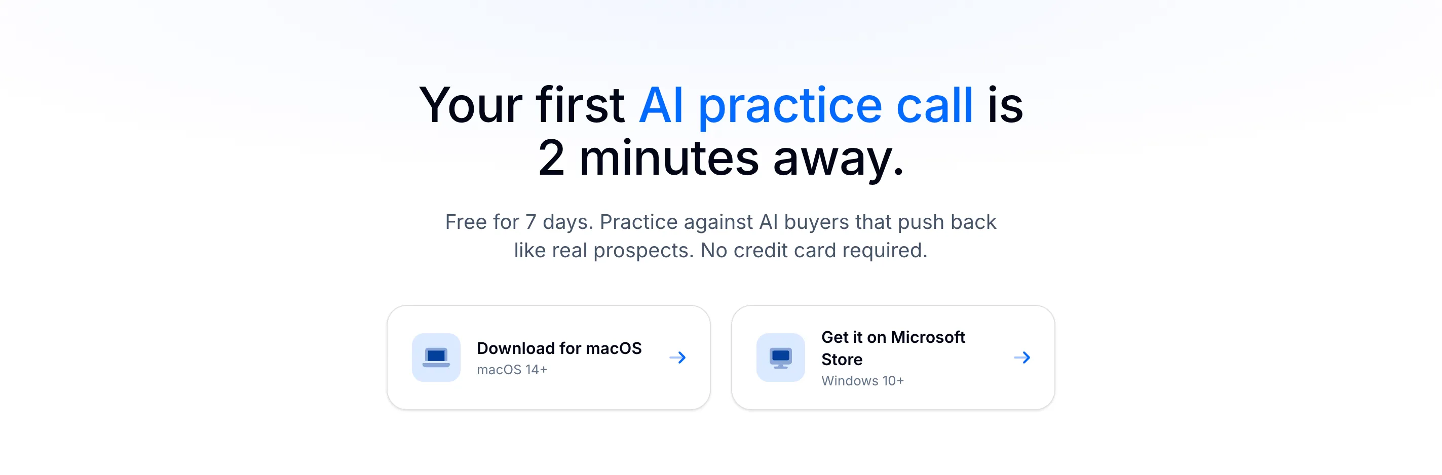Getting-started page: Download for macOS with macOS 14+, and Get it on Microsoft Store with Windows 10+